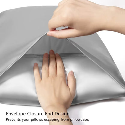 2Pcs Satin Pillowcase for Skin and Hair, Satin Pillow Cases Set of 2 Soft Breathable Smooth Cooling Pillow Covers for Sleeping