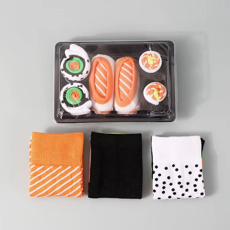 3/4/5 Pairs of Sushi Pizza Burger Socks Gift Box, Christmas Socks Gift Box, Birthday Gift Box, Holiday Creative Gift Box