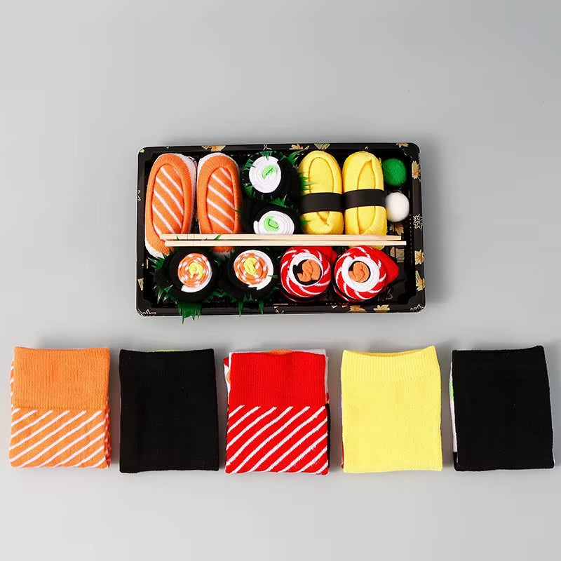 3/4/5 Pairs of Sushi Pizza Burger Socks Gift Box, Christmas Socks Gift Box, Birthday Gift Box, Holiday Creative Gift Box