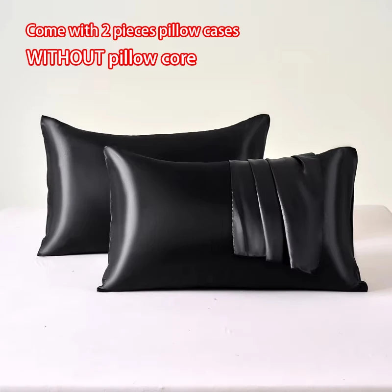 2Pcs Satin Pillowcase for Skin and Hair, Satin Pillow Cases Set of 2 Soft Breathable Smooth Cooling Pillow Covers for Sleeping