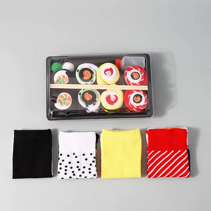 3/4/5 Pairs of Sushi Pizza Burger Socks Gift Box, Christmas Socks Gift Box, Birthday Gift Box, Holiday Creative Gift Box