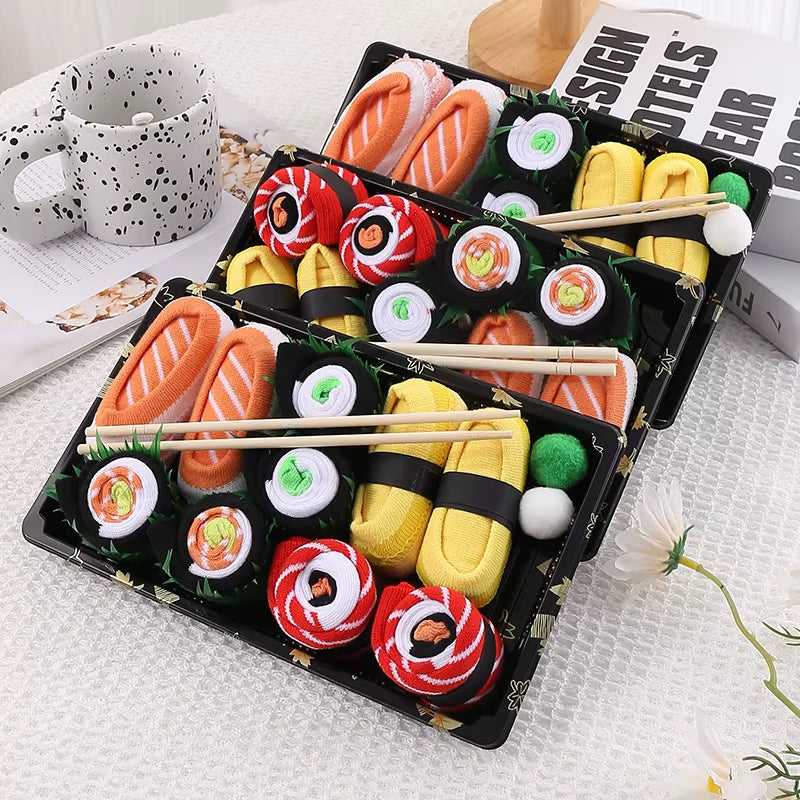 3/4/5 Pairs of Sushi Pizza Burger Socks Gift Box, Christmas Socks Gift Box, Birthday Gift Box, Holiday Creative Gift Box