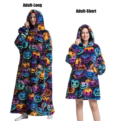 Women Plush Fleece Blanket Men Warm Thick Hoodies Adult Giant TV Blanlets with Sleeves Super Long Cold-Proof Homewear Pajamas