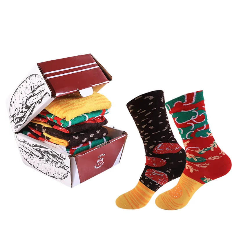 3/4/5 Pairs of Sushi Pizza Burger Socks Gift Box, Christmas Socks Gift Box, Birthday Gift Box, Holiday Creative Gift Box