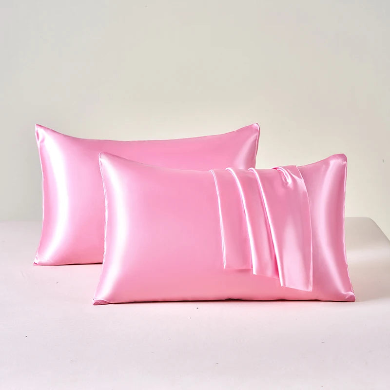 2Pcs Satin Pillowcase for Skin and Hair, Satin Pillow Cases Set of 2 Soft Breathable Smooth Cooling Pillow Covers for Sleeping