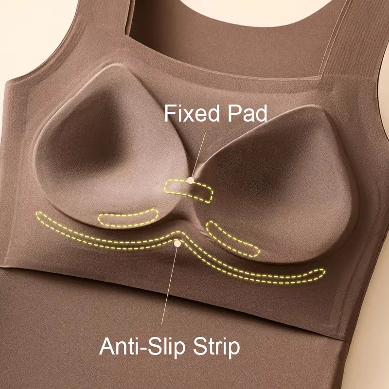 Ubowen for 40-70Kg Seamless Women Camisole Top with Chest Pad Fixed Cup Bottoming Underwear Tank Tops No Steeling Ring