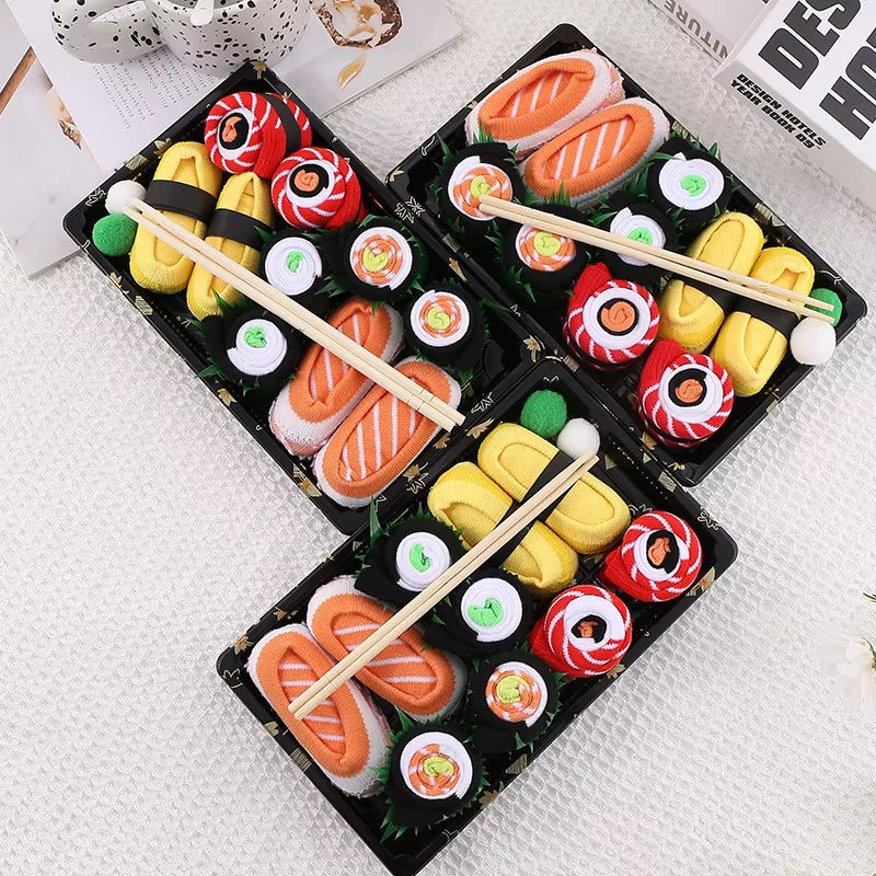 3/4/5 Pairs of Sushi Pizza Burger Socks Gift Box, Christmas Socks Gift Box, Birthday Gift Box, Holiday Creative Gift Box