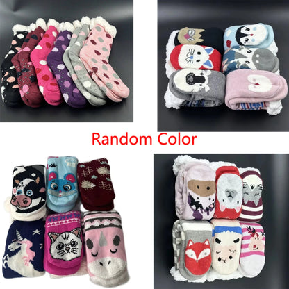 Thermal Fluffy Sock Women Winter Warm Plush Non Slip Home Sleeping Soft Female Floor Grip Fuzzy Slipper Sock Short Funny Zipper