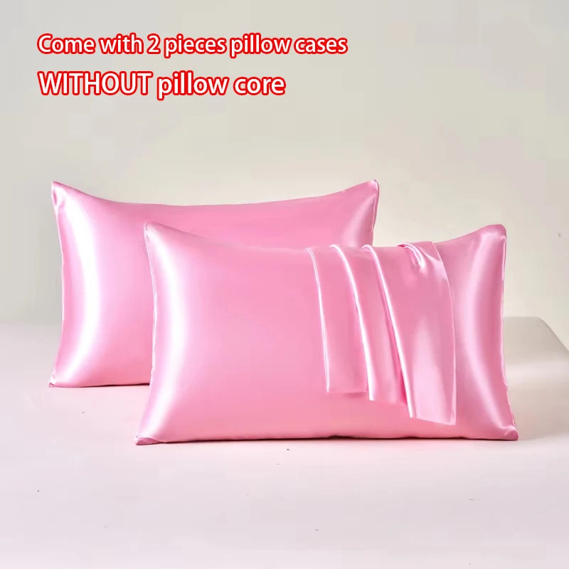 2Pcs Satin Pillowcase for Skin and Hair, Satin Pillow Cases Set of 2 Soft Breathable Smooth Cooling Pillow Covers for Sleeping