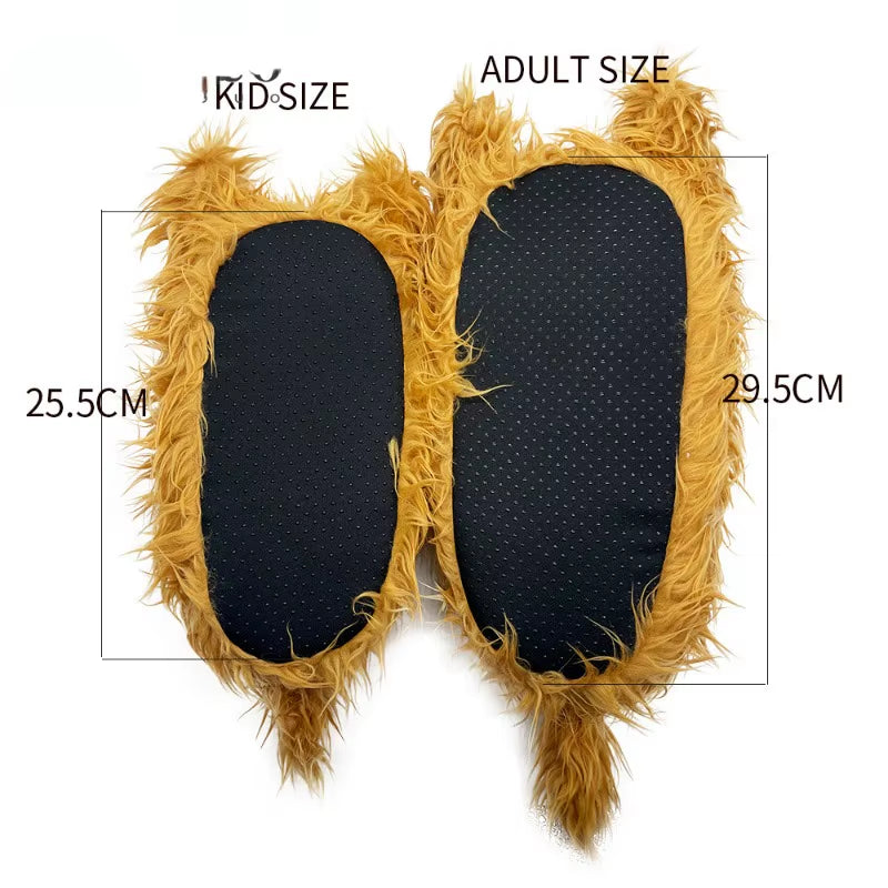 Winter Highland Cow Slippers Fluffy Highland Cattle Plush Slipper Soft Warm Home Indoor Cute Cartoon Furry Slides for Women Men