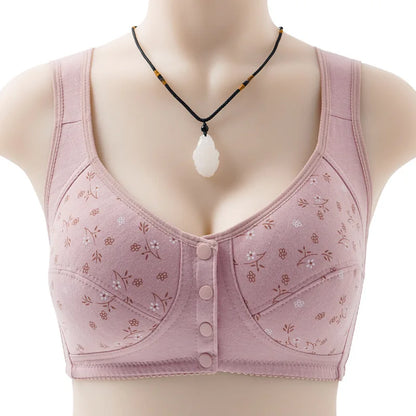 Charm Daisy Bras Front Snaps Women Wireless Brassiere Front Button Closure Underwear Support Bra Comfortable Sport Bra plus Size