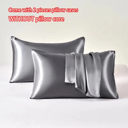 2Pcs Satin Pillowcase for Skin and Hair, Satin Pillow Cases Set of 2 Soft Breathable Smooth Cooling Pillow Covers for Sleeping