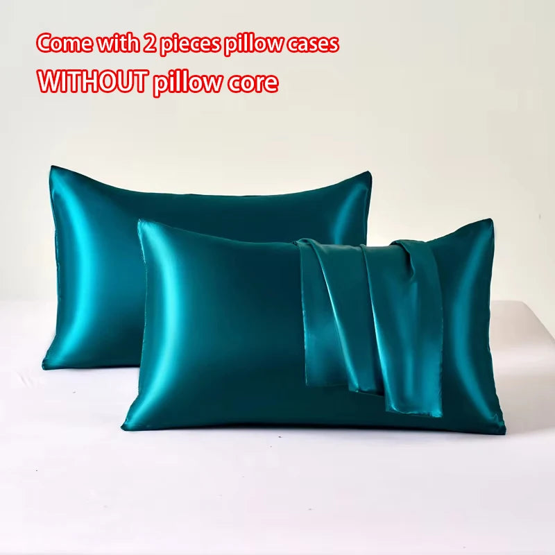 2Pcs Satin Pillowcase for Skin and Hair, Satin Pillow Cases Set of 2 Soft Breathable Smooth Cooling Pillow Covers for Sleeping